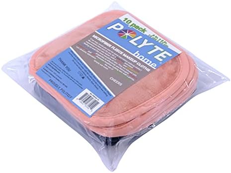 Polyte Premium Hypoallergenic Microfiber Fleece Makeup Remover and Facial Cleansing Cloth 6 x 6 in, 10 Pack (Dark Gray, Pink)