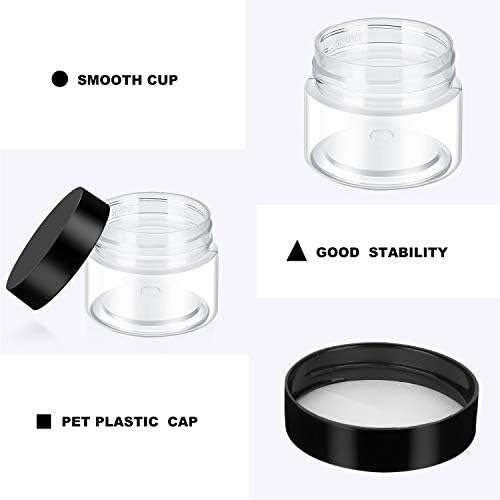 12 Pack 3 oz Plastic Container Jars with Lids Round Clear Travel Cosmetic Container Jars for Toiletries, Lotion, Cream, Ointments, Makeup, Rhinestone, Samples, Kitchen Storage (Black)