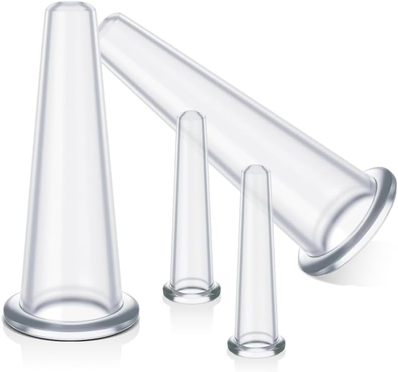 4 Pieces Facial Cupping Therapy Set Anti Cellulite, Silicone Vacuum Cupping Cups for Face and Eye Cupping Massage Manual Back Massagers (2 Small + 2 Large) (Transparent 2PCS)