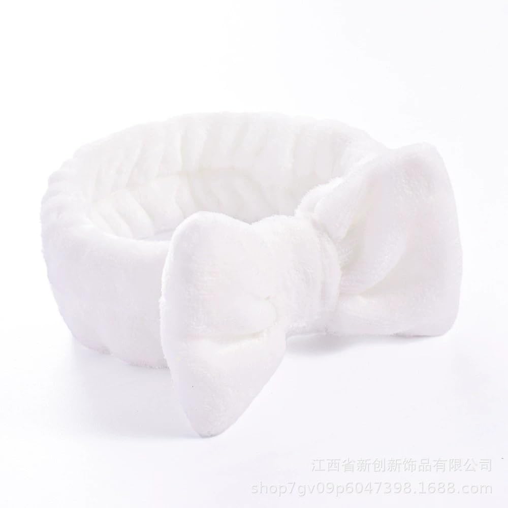 Ayesha White Spa Headband and Wristband Set for Skincare Makeup Headband Wrist Cuffs for Washing Face Bubble Skincare Hairband for Women Girls (White set)