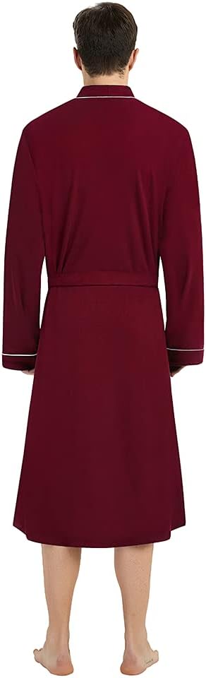 U2SKIIN Mens 100% Cotton Robe Lightweight Knit Bathrobe