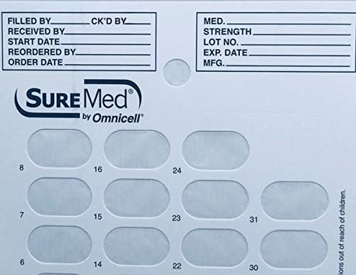 12 Cards 12 Blisters for 31 Day Monthly Cold Seal Pill Storage, Summer Camps, Pharmacists, Cargivers (12)