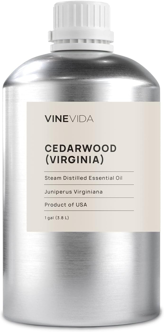 VINEVIDA Cedarwood (Virginia) Essential Oil - Gallon Cedarwood (Virginia) Oil Undiluted - Bulk Gallon Essential Oil for Soap Making Safe for Skin - DIY Candle Scents for Candlemaking Scents - 8 lbs