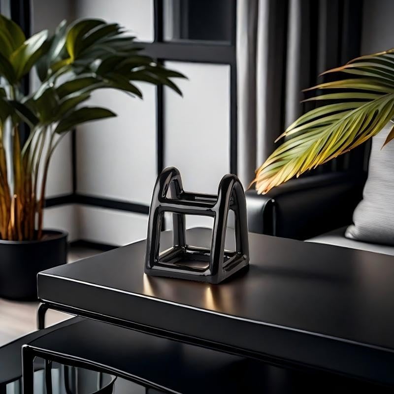 Handmade Ceramic Holder Stand for Toothbrushes, Makeup Brushes, and Pens - Minimalist Design for Bathroom Vanity and Countertops Decor (Black)