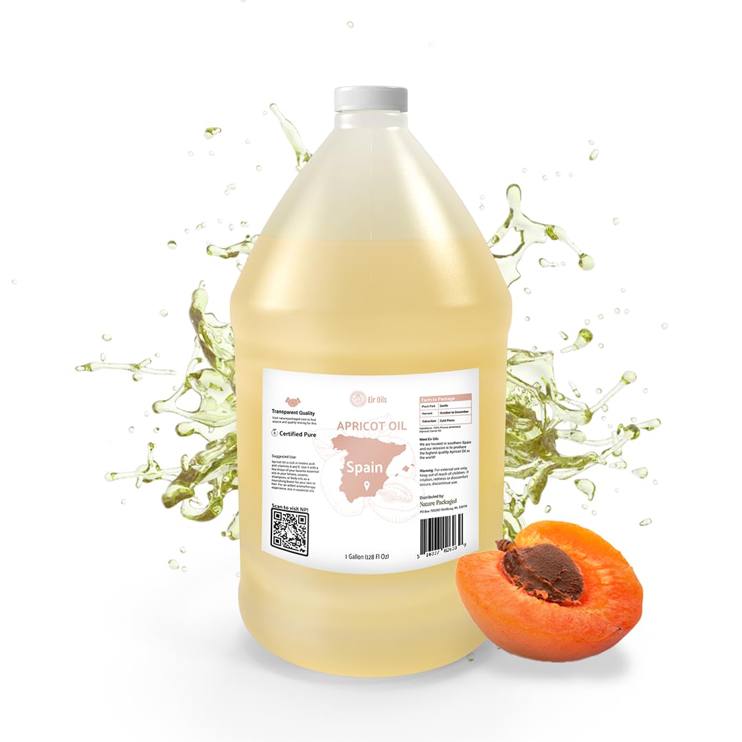 Nature Packaged Apricot Kernel Oil - Direct from Spain and Turkey - 100% Pure Carrier Oil for Hair, Face, and Skin - Cold-Pressed Carrier Oils (4 Gallons)