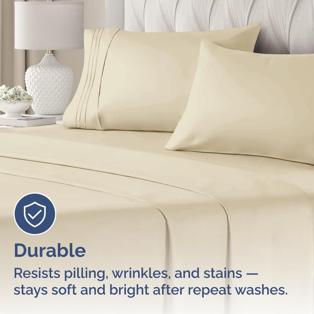 Standard Pillow Cases Set of 2 - Ultra-Soft Hotel Quality Pillowcase Covers - Comfy & Wrinkle Free - Stain and Fade Resistant - Machine Washable Pillow Protectors - 2 Piece Set - Standard Size Cream