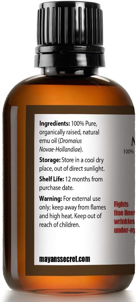 Mayan's Secret Pure Carrier and Essential oils for Skin Care, Hair, Body Moisturizer for Face-Anti Aging Skin Care (Emu Oil, 4oz)