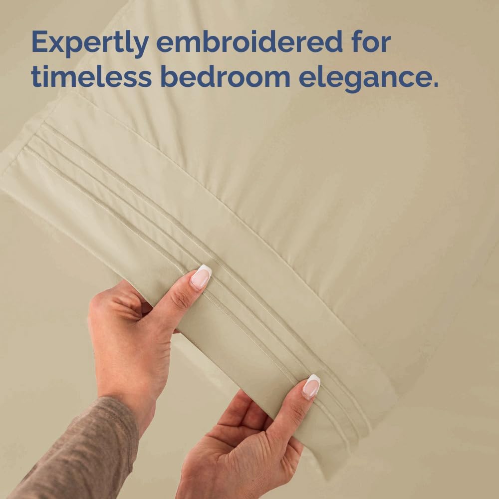 Queen Pillow Cases Set of 2 - Ultra Soft Hotel Quality Pillowcase Covers - Comfy, Cozy & Wrinkle Free - Shrinkage, Stain and Fade Resistant - Machine Washable Pillow Protectors - 2 Piece Set - Cream