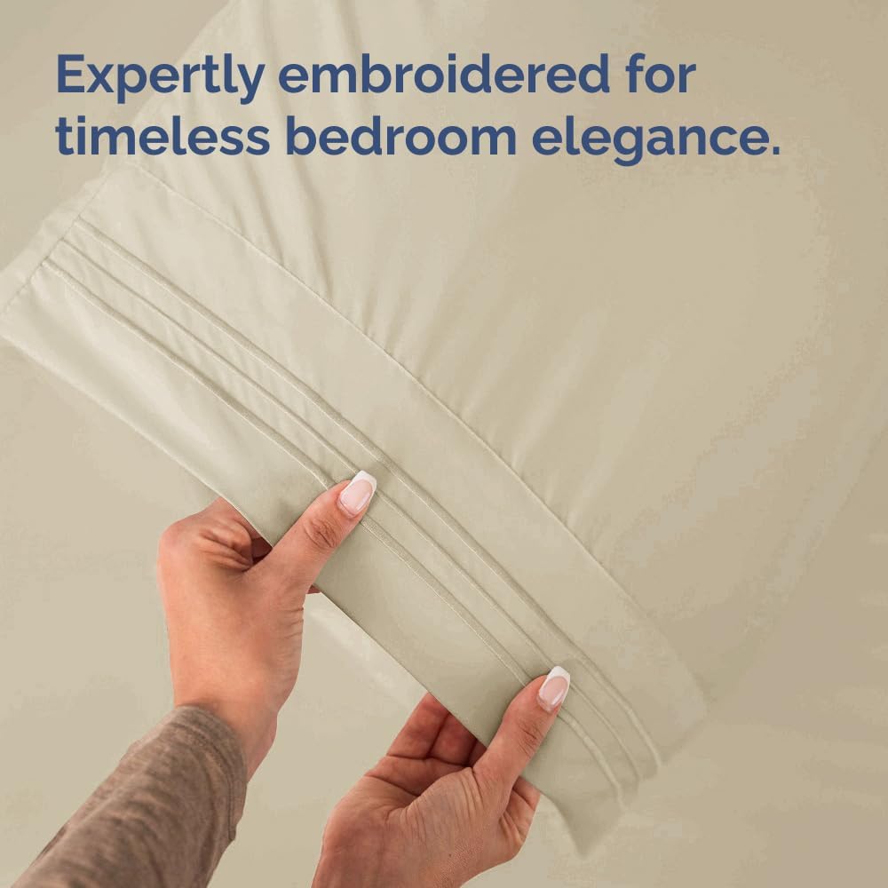 Queen Pillow Cases Set of 4 - Ultra Soft Hotel Quality Pillowcase Covers - Comfy, Cozy & Wrinkle Free - Shrinkage, Stain and Fade Resistant - Machine Washable Pillow Protectors - 4 Piece Set - Wheat