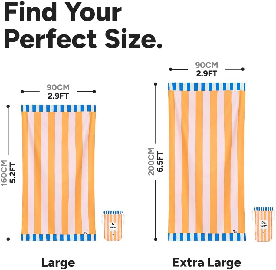 Dock & Bay Beach Towel - Quick Dry, Sand Free - Compact, Lightweight - 100% Recycled - Includes Bag - Mellow Yellow - Extra Large (200x90cm, 78x35)