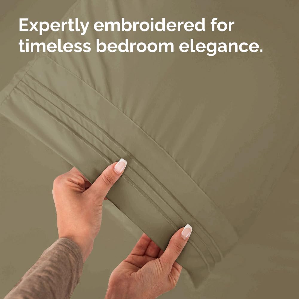 Queen Pillow Cases Set of 2 - Ultra Soft Hotel Quality Pillowcase Covers - Comfy, Cozy & Wrinkle Free - Shrinkage, Stain and Fade Resistant - Machine Washable Pillow Protectors - 2 Piece Set - Khaki