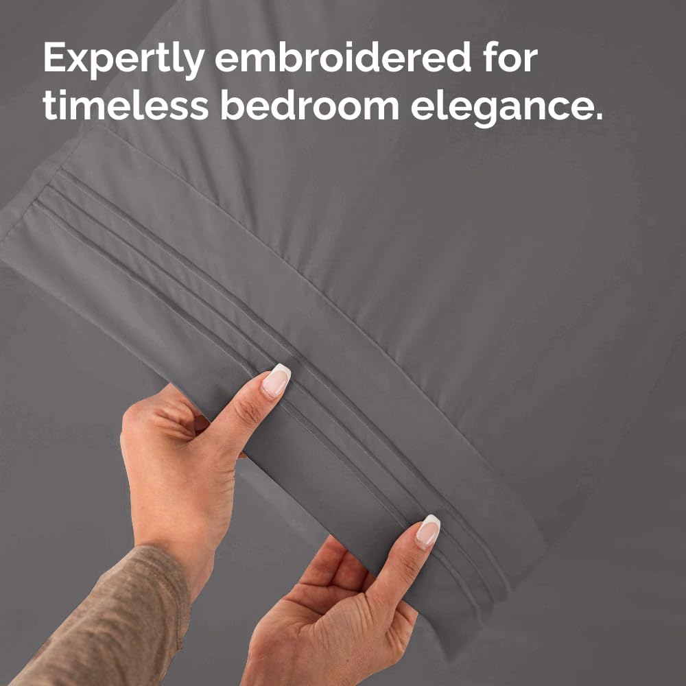 Standard Pillow Cases Set of 2 - Ultra-Soft Hotel Quality Pillowcase Covers - Comfy & Wrinkle Free - Stain & Fade Resistant - Machine Washable Pillow Protectors - 2 Piece Set - Standard Size Dark Grey