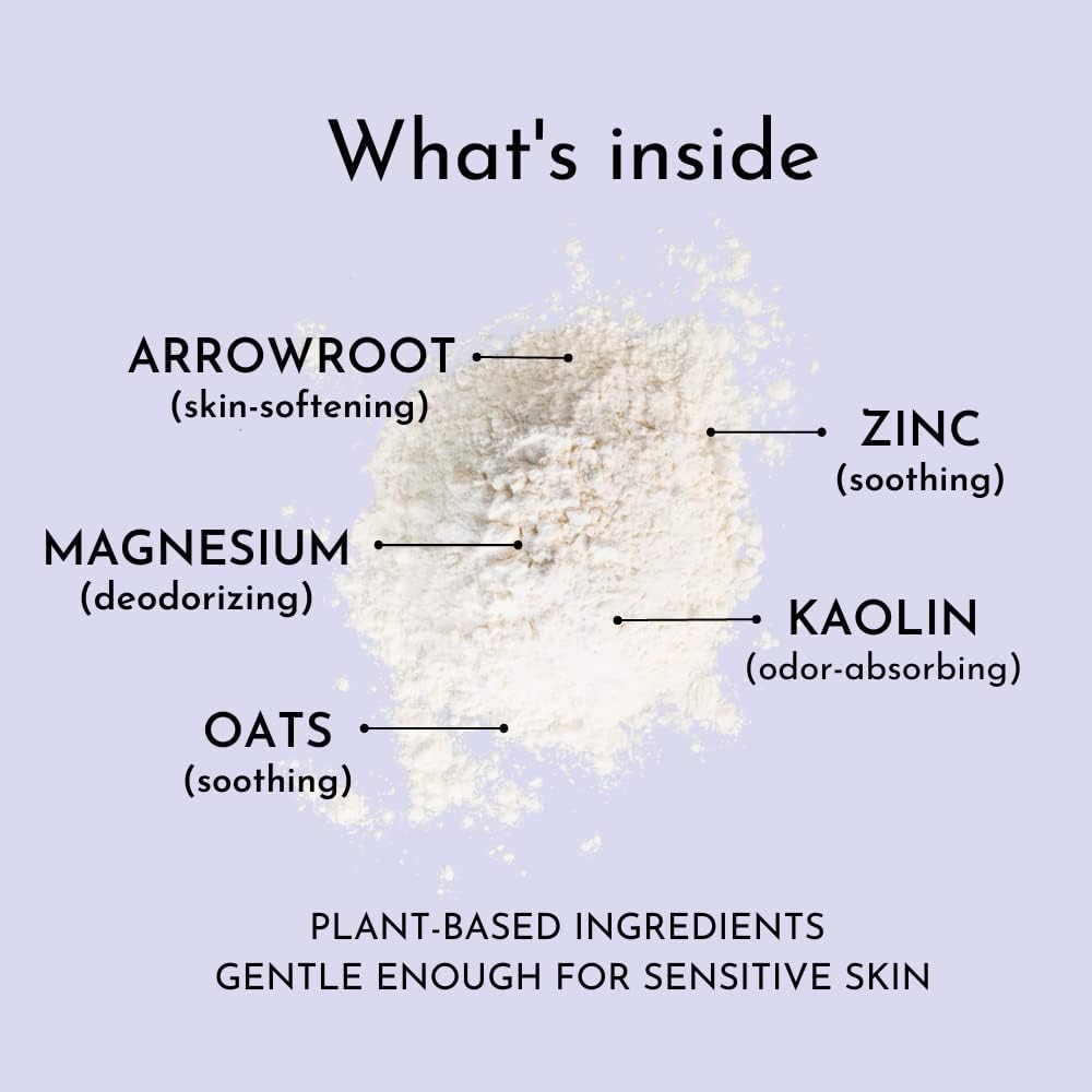 Lavender Talc-Free Dusting Powder with Arrowroot, Oats, Zinc & Magnesium - Soothing Body Powder for Women, Chafing & Deodorizing