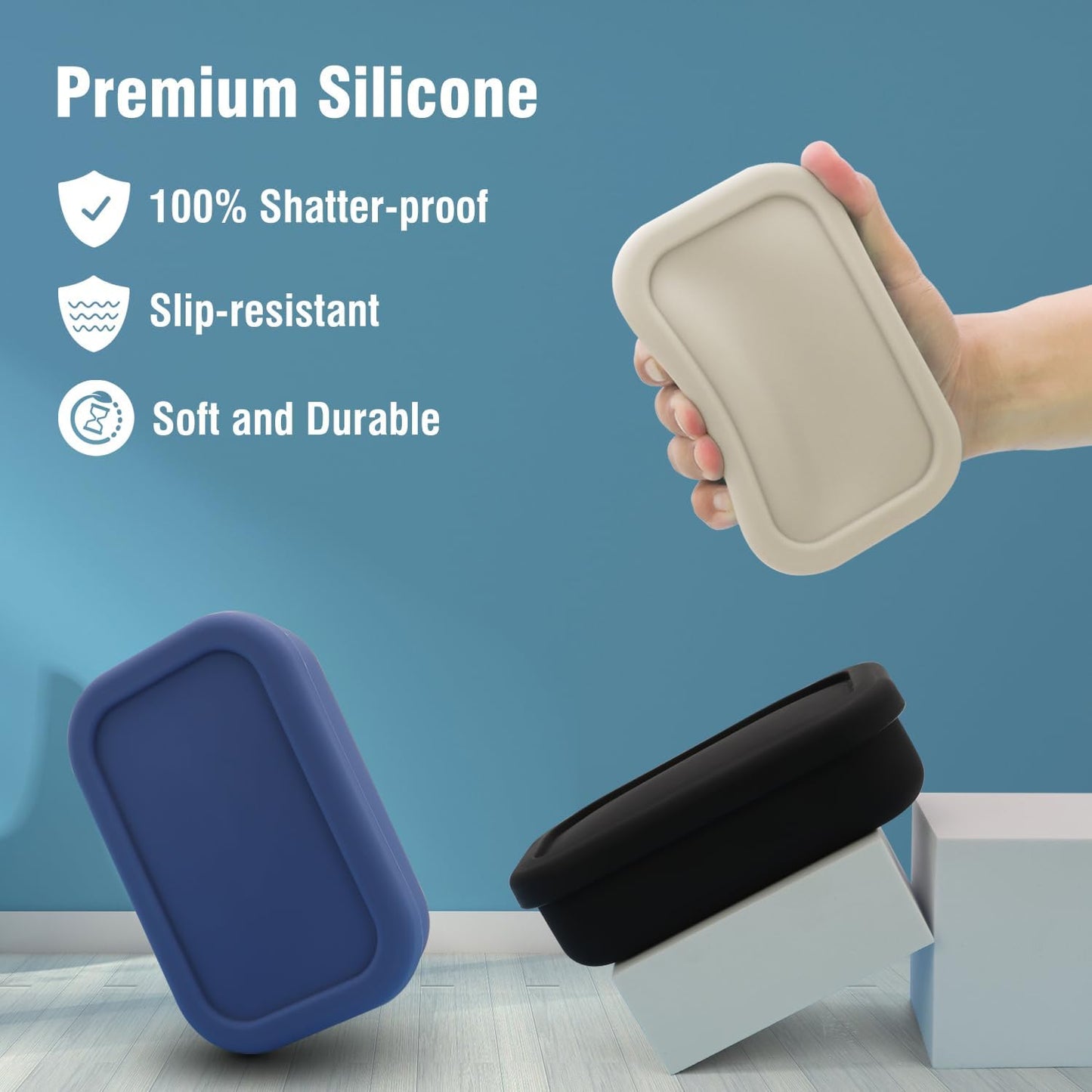 Enhanced Leak-Proof Travel Soap Case with Draining Pad, Silicone Soap Container for Traveling, Shampoo Bar Travel Case for Camping, Gym, Easy to Clean (Off-white)