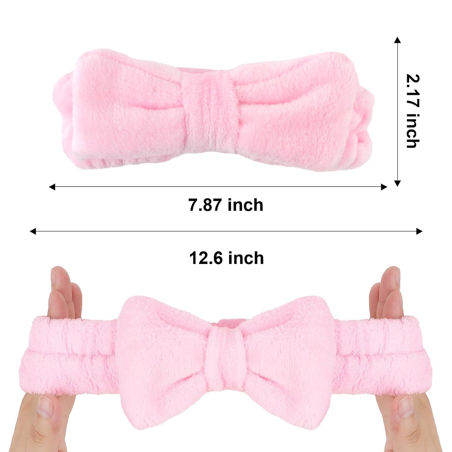 Ondder 8 Pcs Spa Terry Cloth Headbands for Skincare, Makeup, Face Wash - Cute Hair Bands with Bow for Women