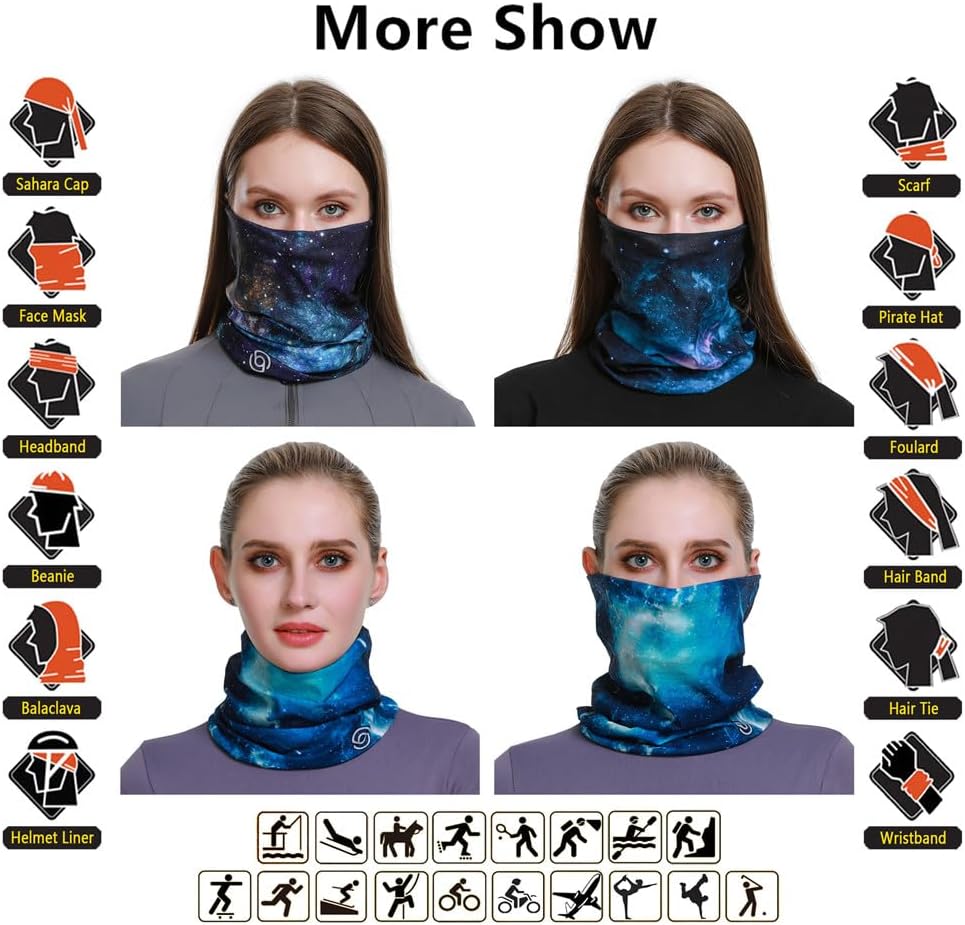 Headband Neck Gaiter Head Wrap Headwear Face Mask Magic Scarf Bandana for Men and Women