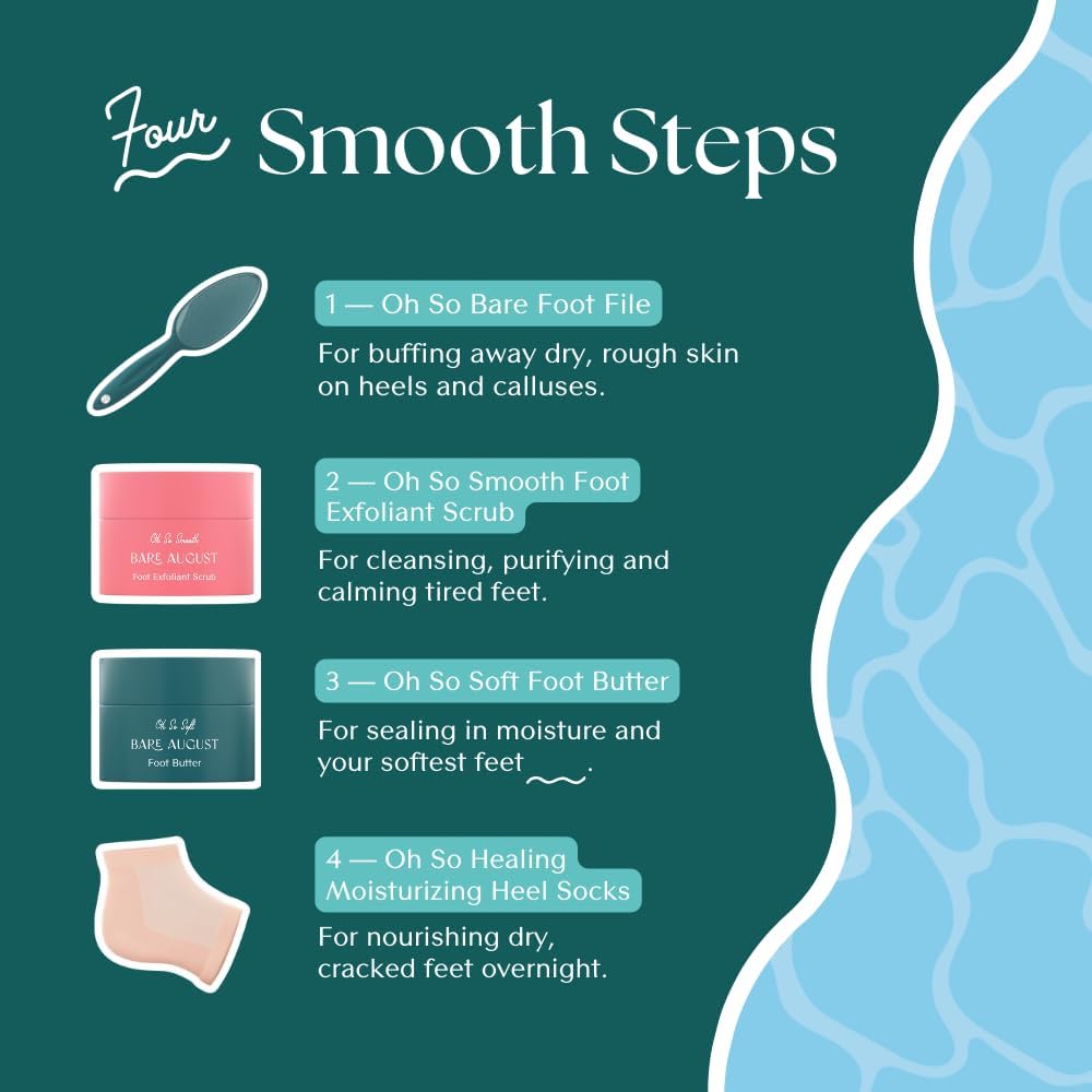 Bare August Glass Foot File Callus Remover for Feet with Handle | Heel Scraper & Foot Scrubber in Shower for Dead & Cracked Skin | Pedicure Foot Buffer & Foot Callus Remover Tool for Soft Feet (Teal)