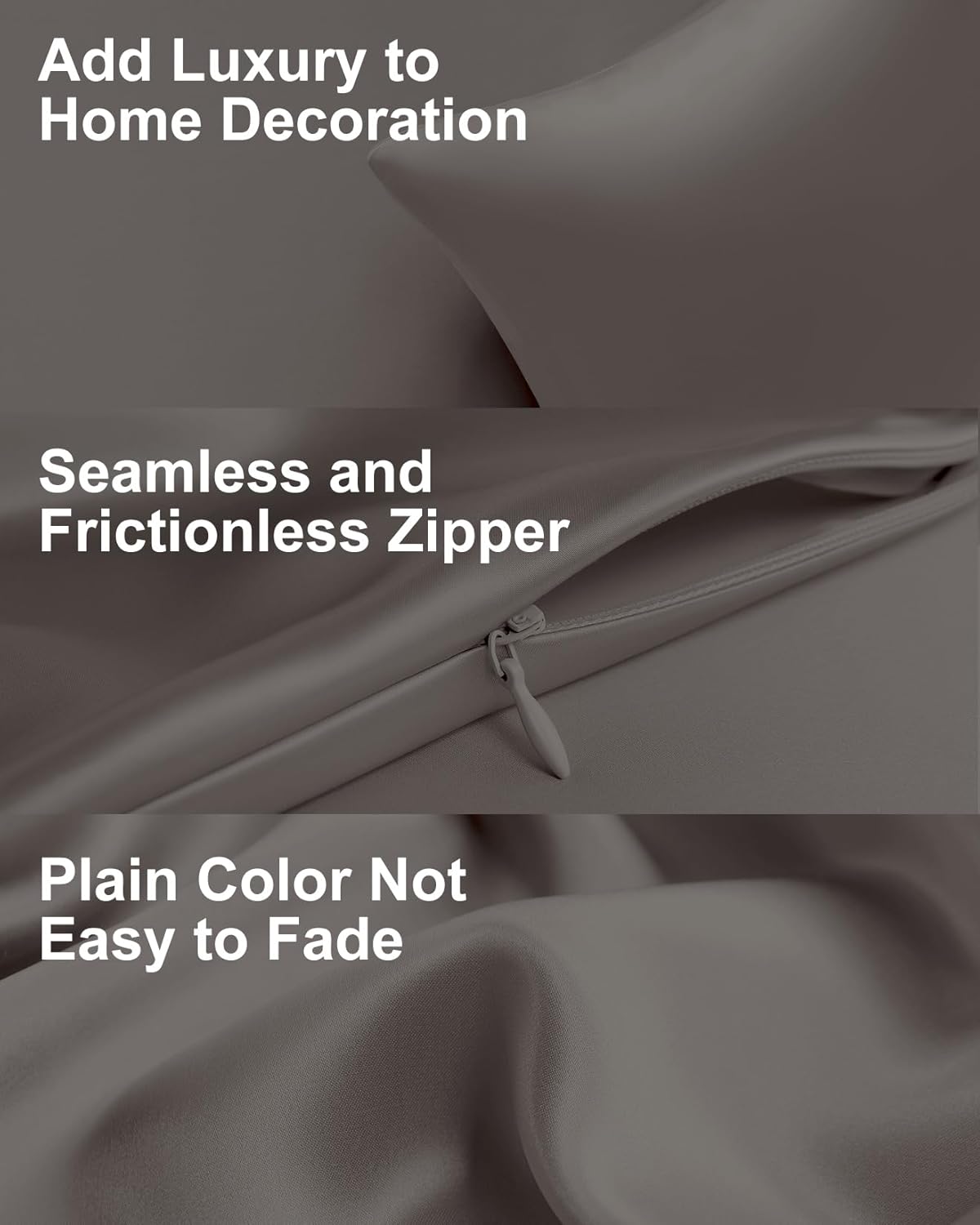 THXSILK Set of 2 Mulberry Silk Pillow Cases, 100% Mulberry Silk Pillowcase for Hair and Skin, 19 Momme Hypoallergenic Pillow Cover with Hidden Zipper (Dark Gray, Standard 20"x26")