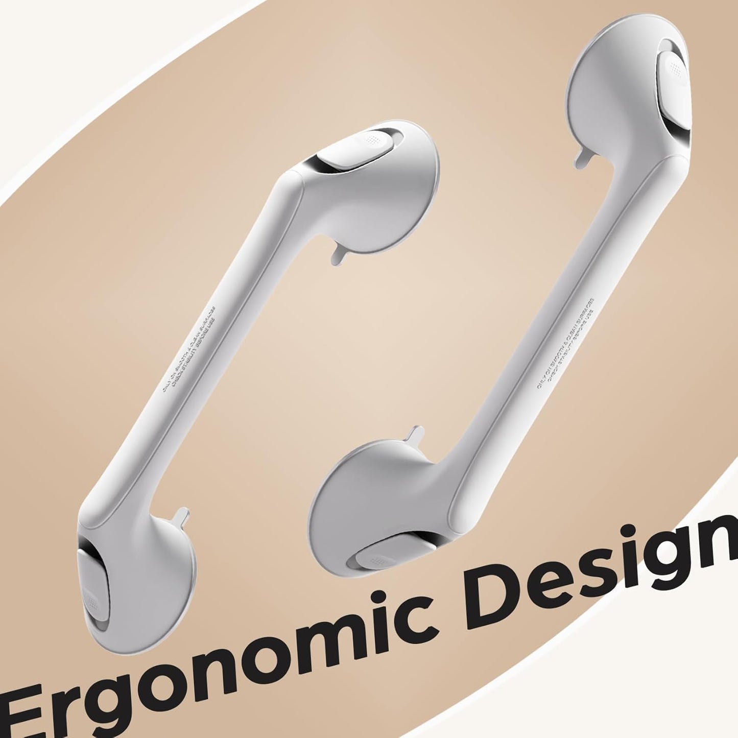 2 Pack 16 Inch Grab Bars for Bathtubs and Showers for Seniors, Heavy Duty Shower Handle for Elderly, Suction Cup Removable Handrails Handicap Bath Grip Bathroom Safety Grips (White)