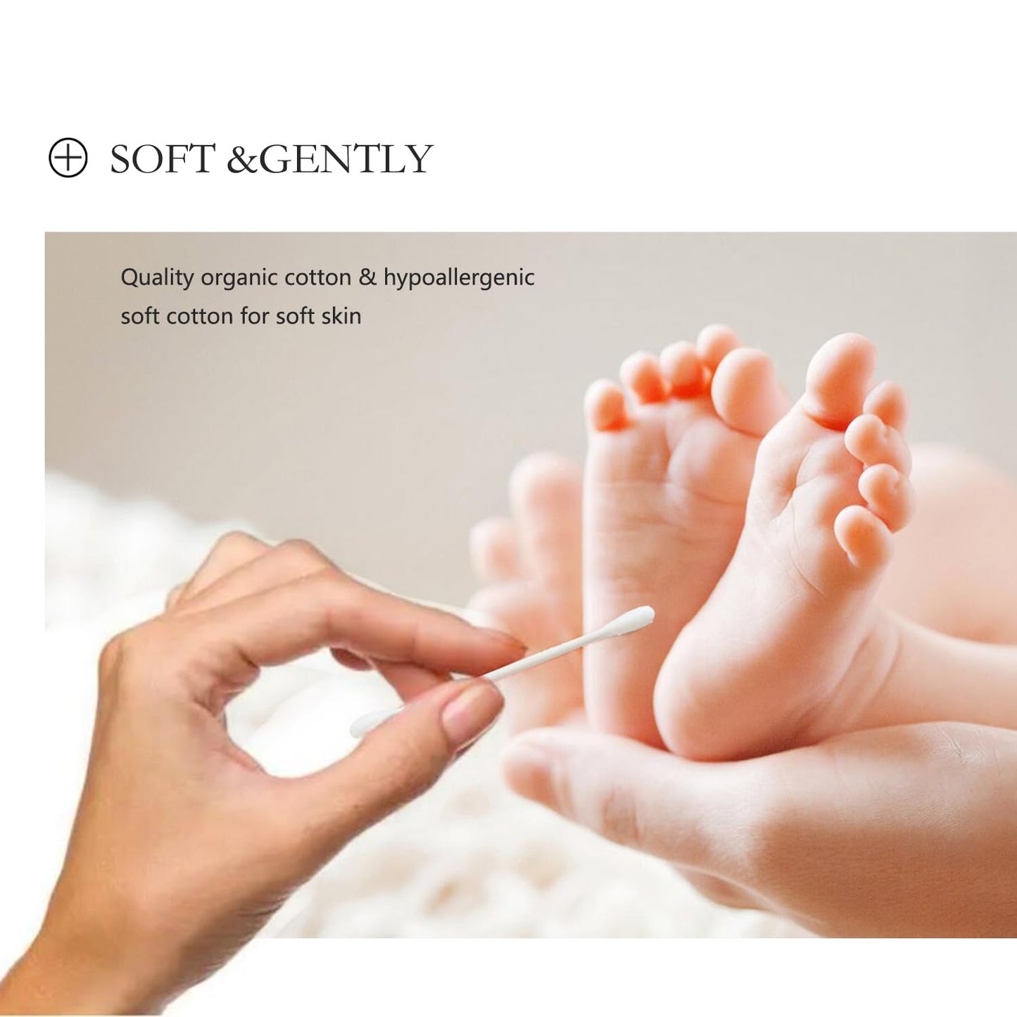 Cotton Swabs with Paper Sticks 1000ct, Double Round Cotton Buds for Beauty& Personal Care