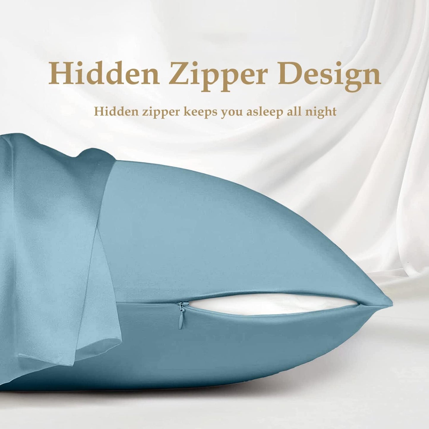 INSSL Silk Pillowcase for Women, Mulberry Silk Pillowcase for Hair and Skin and Stay Comfortable and Breathable During Sleep Silk Pillow Cases (Blue Gray,Standard)