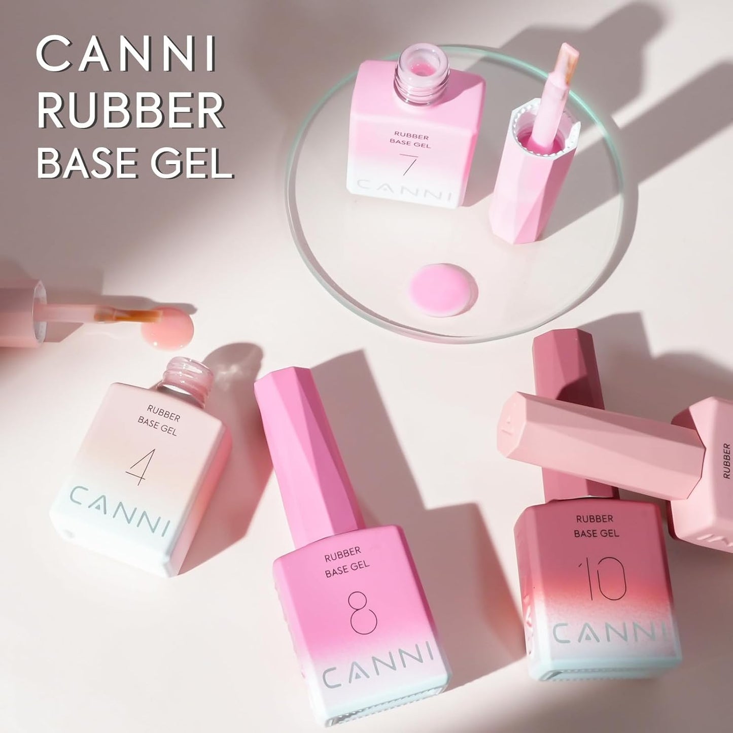 CANNI Rubber Base Gel Nail Polish Set- 6 Pcs 9 Ml Clear Milky White Neutral Nude Pink Colors Rubber Base for Nails, Soak Off LED Nail Gel Manicure Kit DIY at Home Salon Gifts