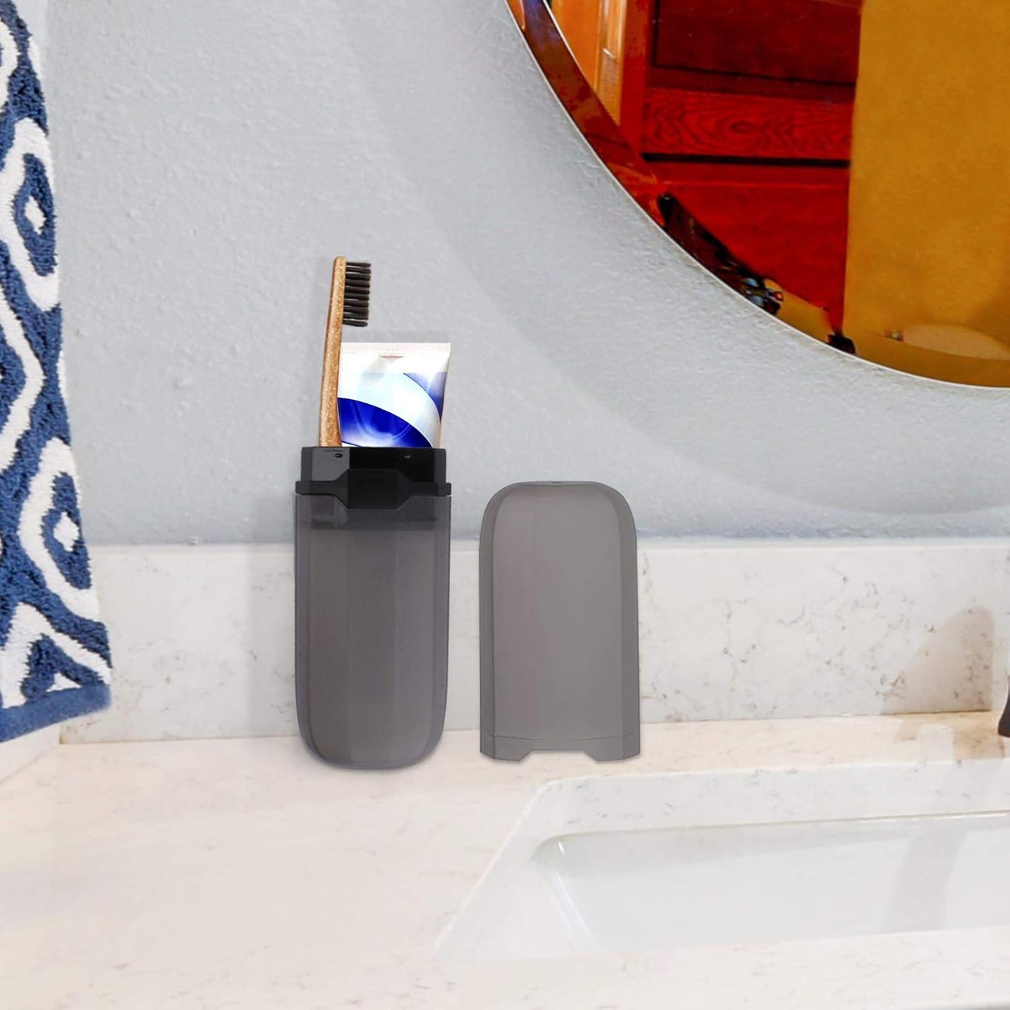 Yeeco Transparent Black Toothbrush Travel Case 2 Packs, Plastic Holder, 7.9"2.1"1.2" Portable for Traveling