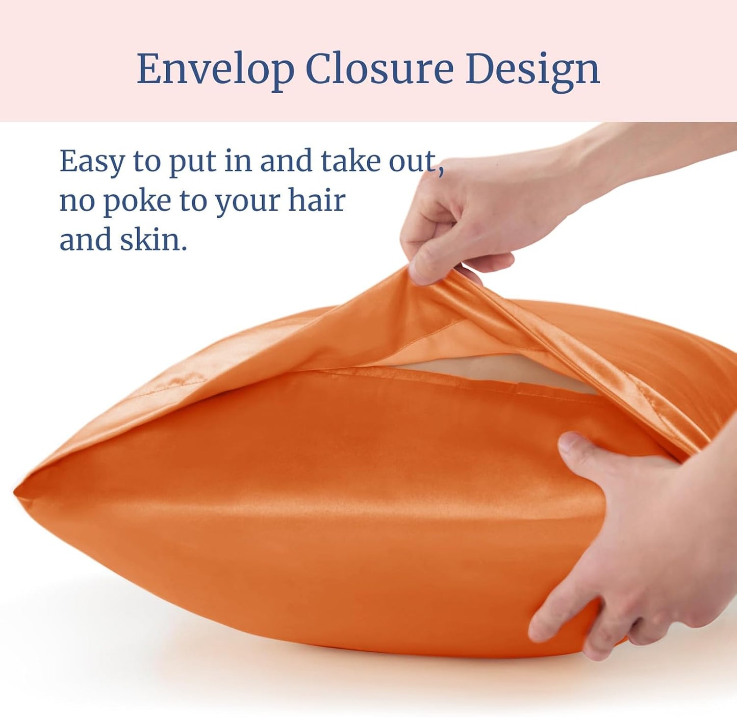 BEDELITE Satin Pillowcase for Hair and Skin, Super Soft and Cooling Similar to Silk Pillow Cases 2 Pack with Envelope Closure, Gift for Women Men(20"x30" Queen Size, Burnt Orange)