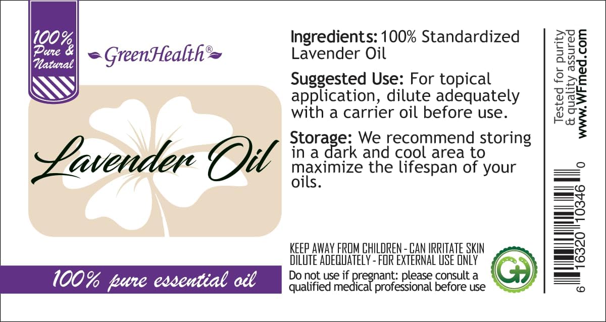 Lavender Essential Oil – 8 fl oz (237 ml) Aluminum Bottle w/Plug Cap – 100% Pure Essential Oil – GreenHealth