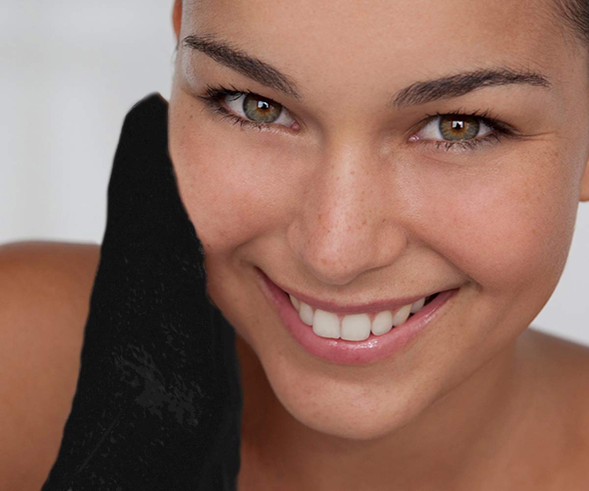 Moroccan Kessa Exfoliating Glove - Value Pack (2 piece) Black- Microdermabrasion exfoliating mitts, Removes unwanted dead skin, dirt and grime and Keratosis Pilaris. Great for spray tan removal.