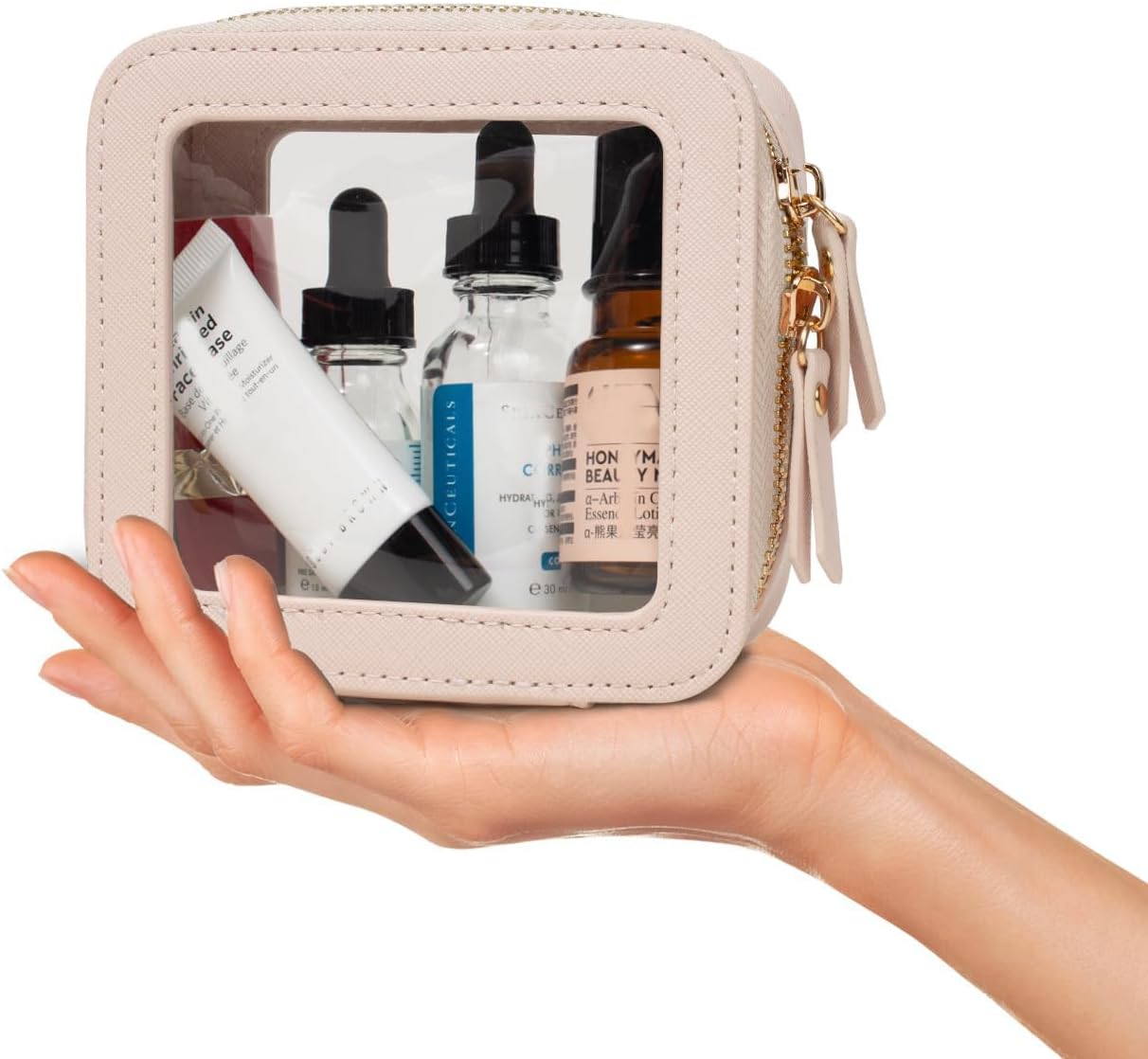 Travel Clear Makeup Bag Set, TSA Approved Cosmetic Bag Case with Zipper Portable Makeup Pouch Toiletry Bag Women Traveling Cosmetic Organizer Storage Bag Car Organizer Car Essentials for Women