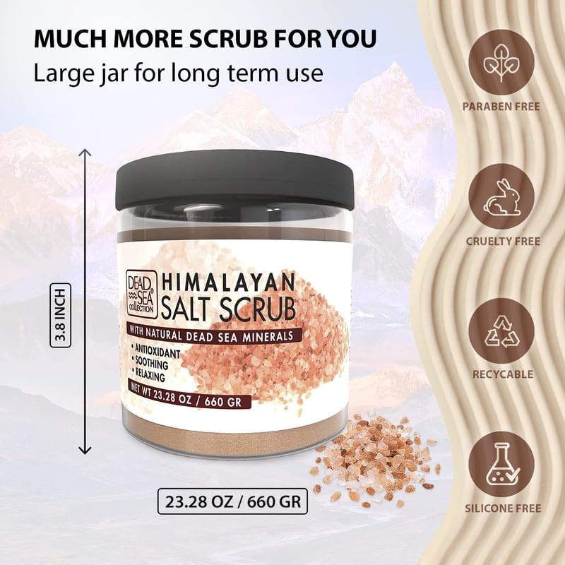 Dead Sea Collection Himalayan Salt Scrub – Exfoliating Body Scrub for Women – Moisturizing and Nourishing Skin – with Pure Oils and Dead Sea Minerals (23.28 Oz)