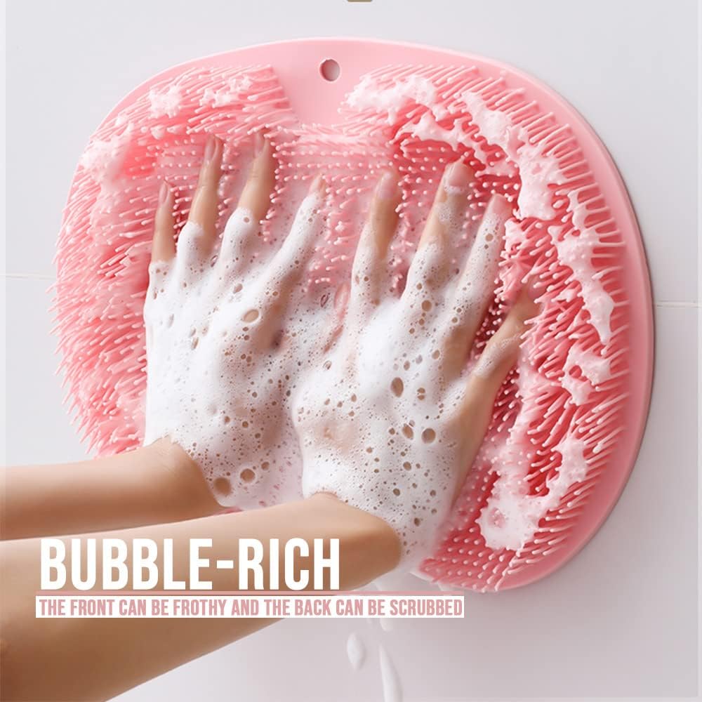 Foot Back Cleaning Pad, 2024 Upgrade Shower Foot Scrubber Mat Slip Suction Cups Foot Scrubber, Shower Foot Scrubber Mat Back Washer for Men and Women (Yellow)