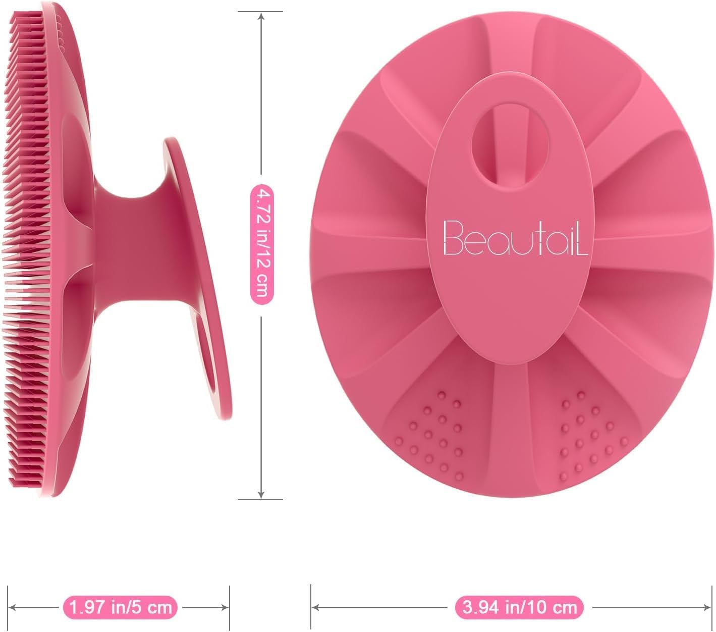 Silicone Body Scrubber 2 Pack, BEAUTAIL Shower Bath Wash Brush, Gentle Exfoliating Scrub Cleansing Loofah for Women Men Baby Sensitive Skin, Easy to Clean, Lather Nicely, More Hygienic, Pink+Blue