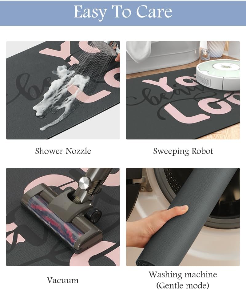 MontVoo-Bath Mat Rug Long Non Slip Super Absorbent Bathroom Runner Stain Resistant Quick Dry Thin Bathroom Mat Fit Under Door-17"x59",Pink