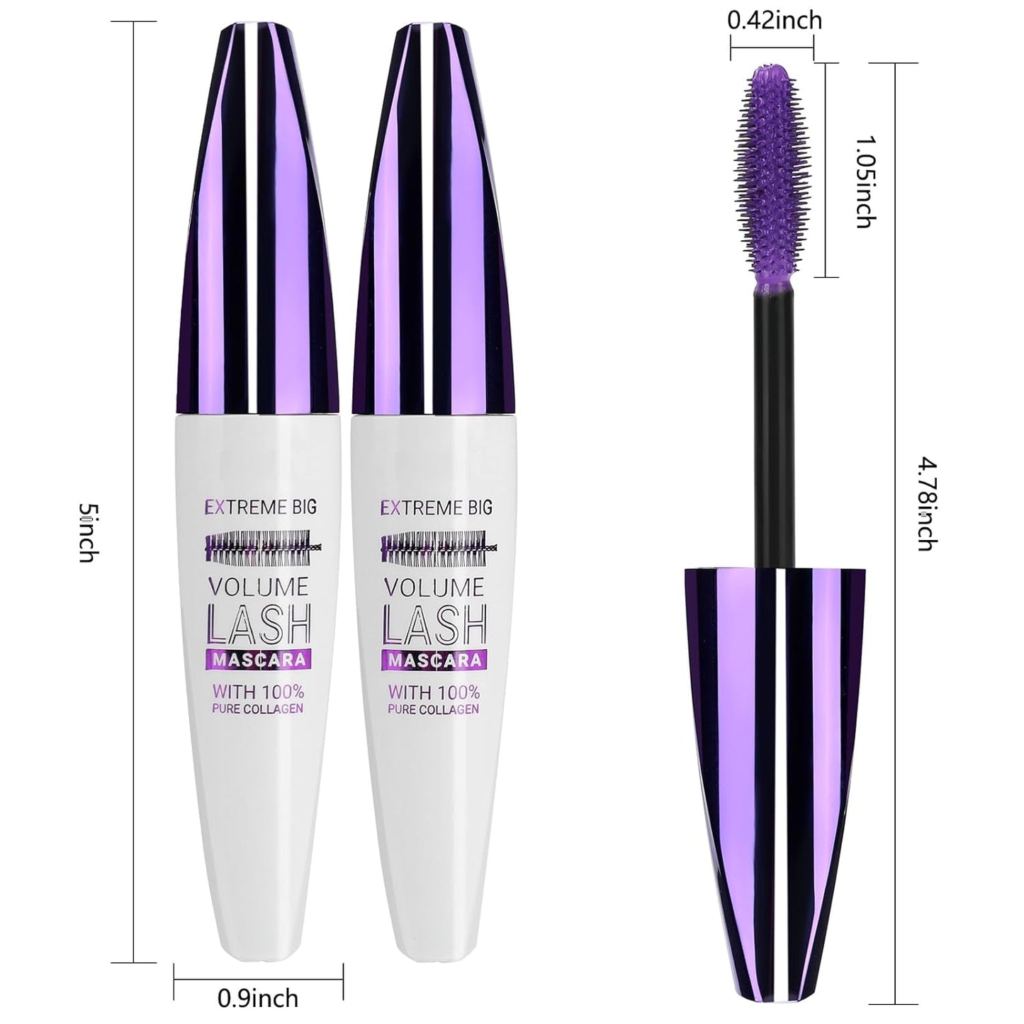 2PCS White Mascara for Eyelashes, 5D Colored Mascara 【Waterproof】【Natural Curling】【Lengthening Curling rimel de pestañas Volume】for Women Eye Makeup Cosplay & Parties