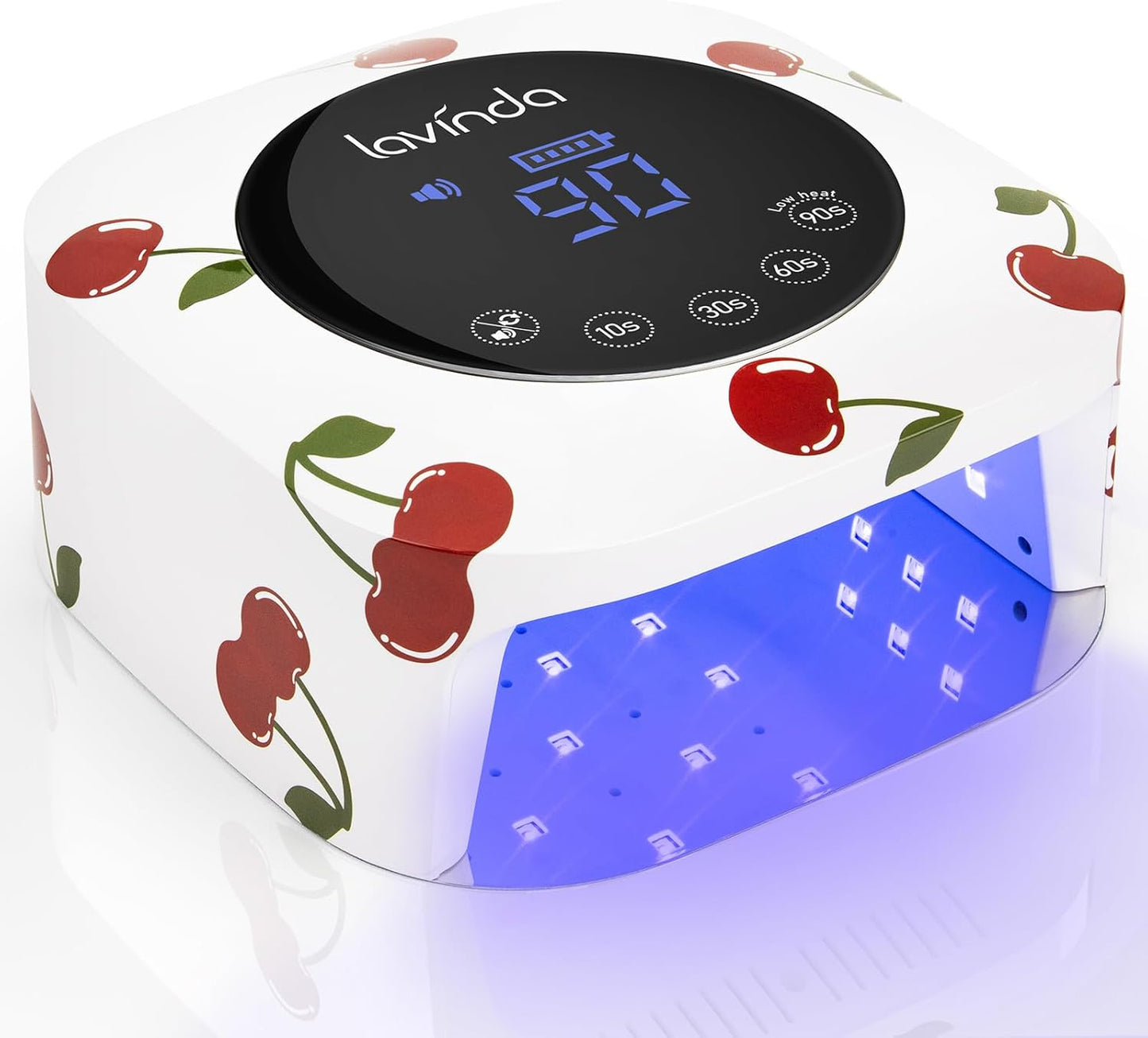 Lavinda 54W Nail Lamp UV Light for Gel Nails Rechargeable Cordless UV Lamp Nail Light with 4 Timer, 2X Faster Professional Gel Polish Curing Nail Dryer for Salon Use-Cherry Print