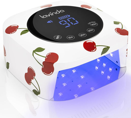 Lavinda 54W Nail Lamp UV Light for Gel Nails Rechargeable Cordless UV Lamp Nail Light with 4 Timer, 2X Faster Professional Gel Polish Curing Nail Dryer for Salon Use-Cherry Print