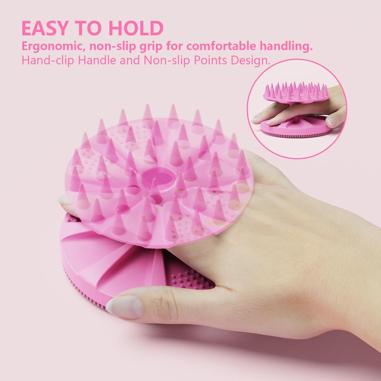 2 in 1 Silicone Brush, BEAUTAIL Body Shower Scrubber and Scalp Hair Massager Shampoo Brush, Deeply Cleanse Skin, Dandruff Removal and Hair Growth, Gentle for Women Men Sensitive Skin, 1 Pack (Lilac)