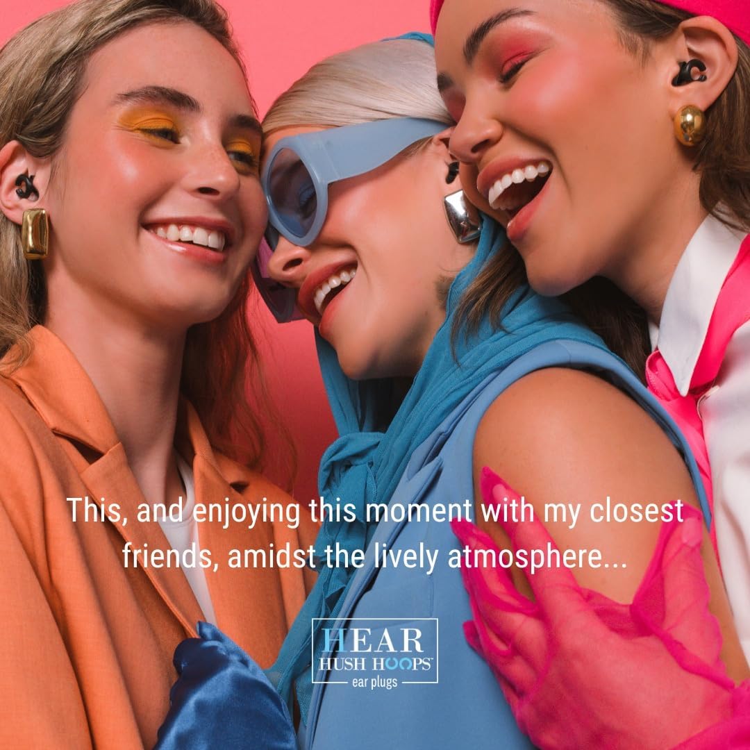 Hush Hoops Ear Plugs, Ultra-Soft Reusable Silicone Plugs with Horseshoe Shape for Comfort, Designed for Sleep and Sound Suppression, 17dB (NRR) Noise Reduction Rating, Cream, 1 Pair with Travel Case