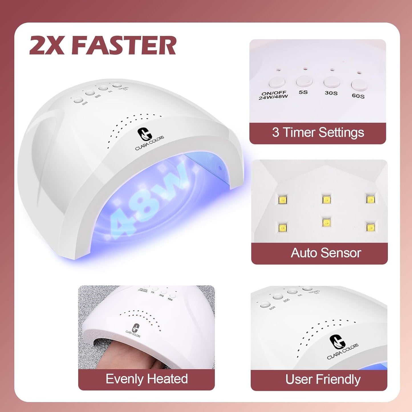 Clara Colors 32 Colors 14ml Gel Nail Polish Kit, All In One Gel Polish Set with Base Matte Glossy Top Coat Tools Nails Art Decorations Salon Gel Polish Starter Kit Full Cover Natural