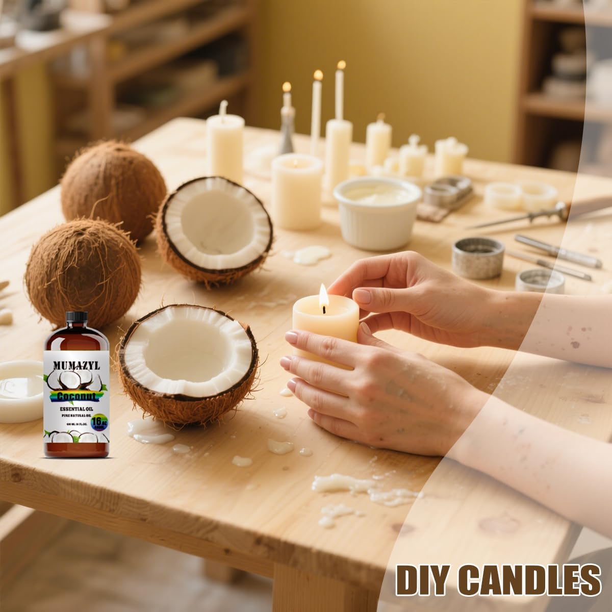 Coconut Essential Oil, Coconut Oil 16 Fl Oz 480ML for Diffuser Humidifier Yoga Cleaning DIY Candle Soap Making Essential Oils