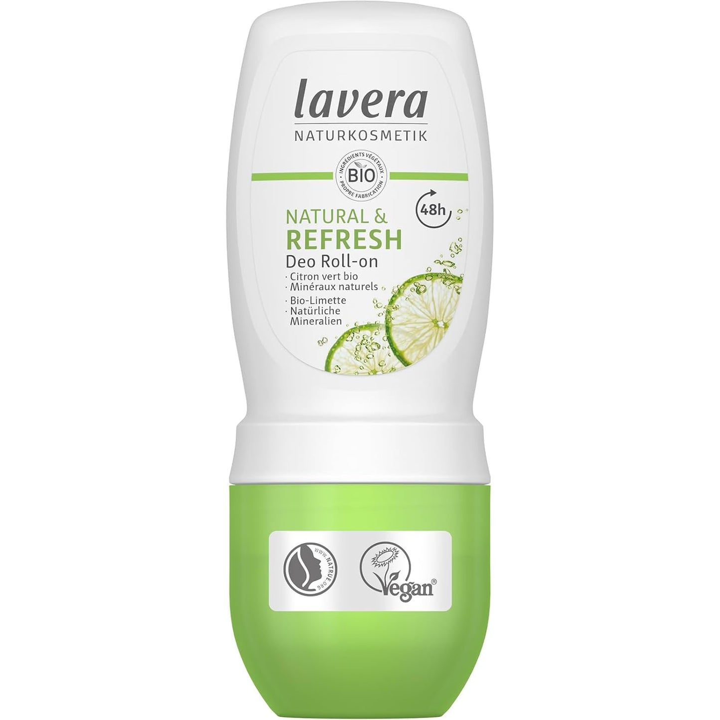 lavera Deo Roll-On Natural & Refresh - Roll On Deodorant for 48h Protection - with Natural Minerals & Lime - Aluminum Free - PETA Certified - Vegan - Made in Germany - 1.7 Fl Oz
