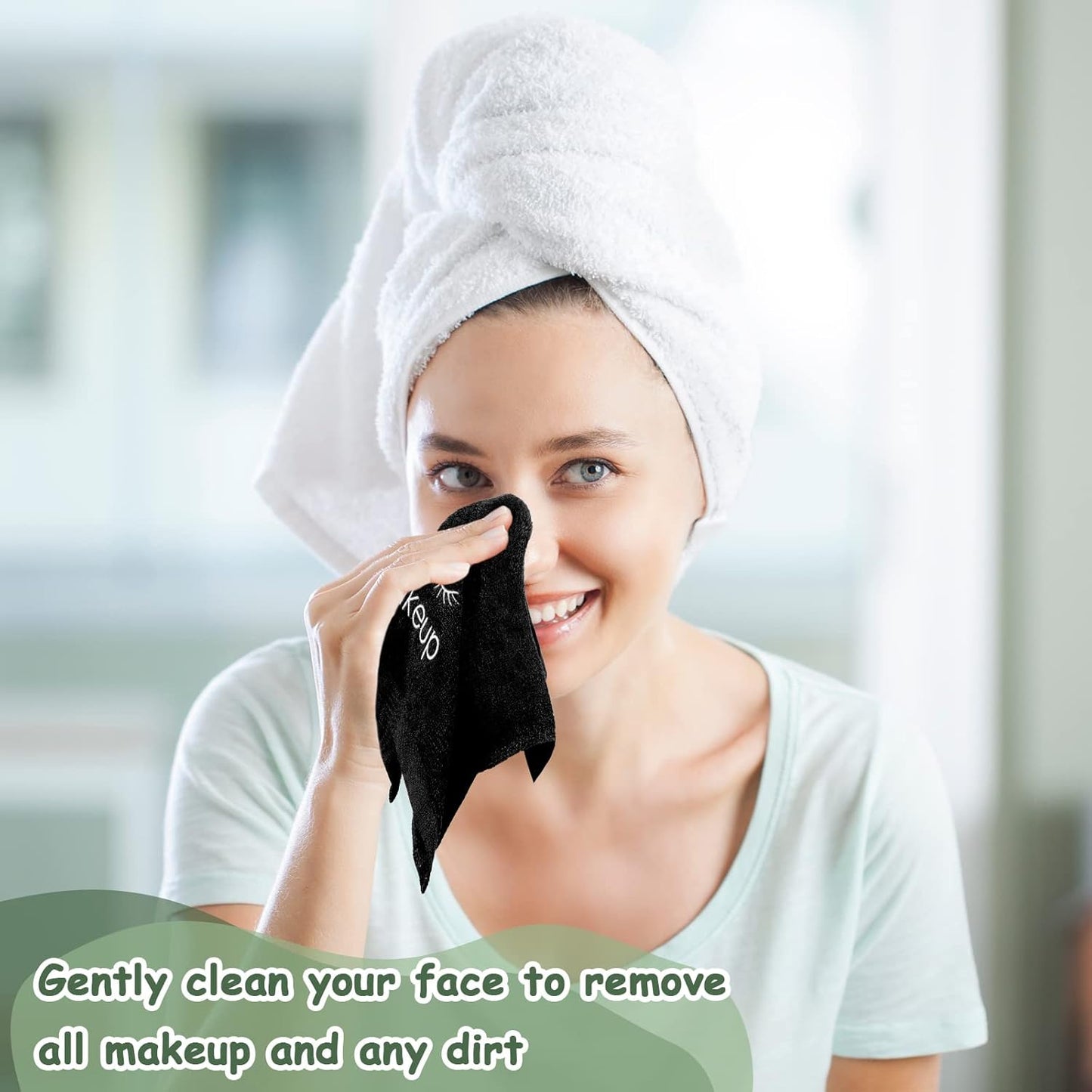 30 Pcs Microfiber Black Makeup Washcloths for Face 13 x 13 Inches Makeup Remover Towels Reusable Absorbent Removers Face Wash Cloth with Embroidery for Women