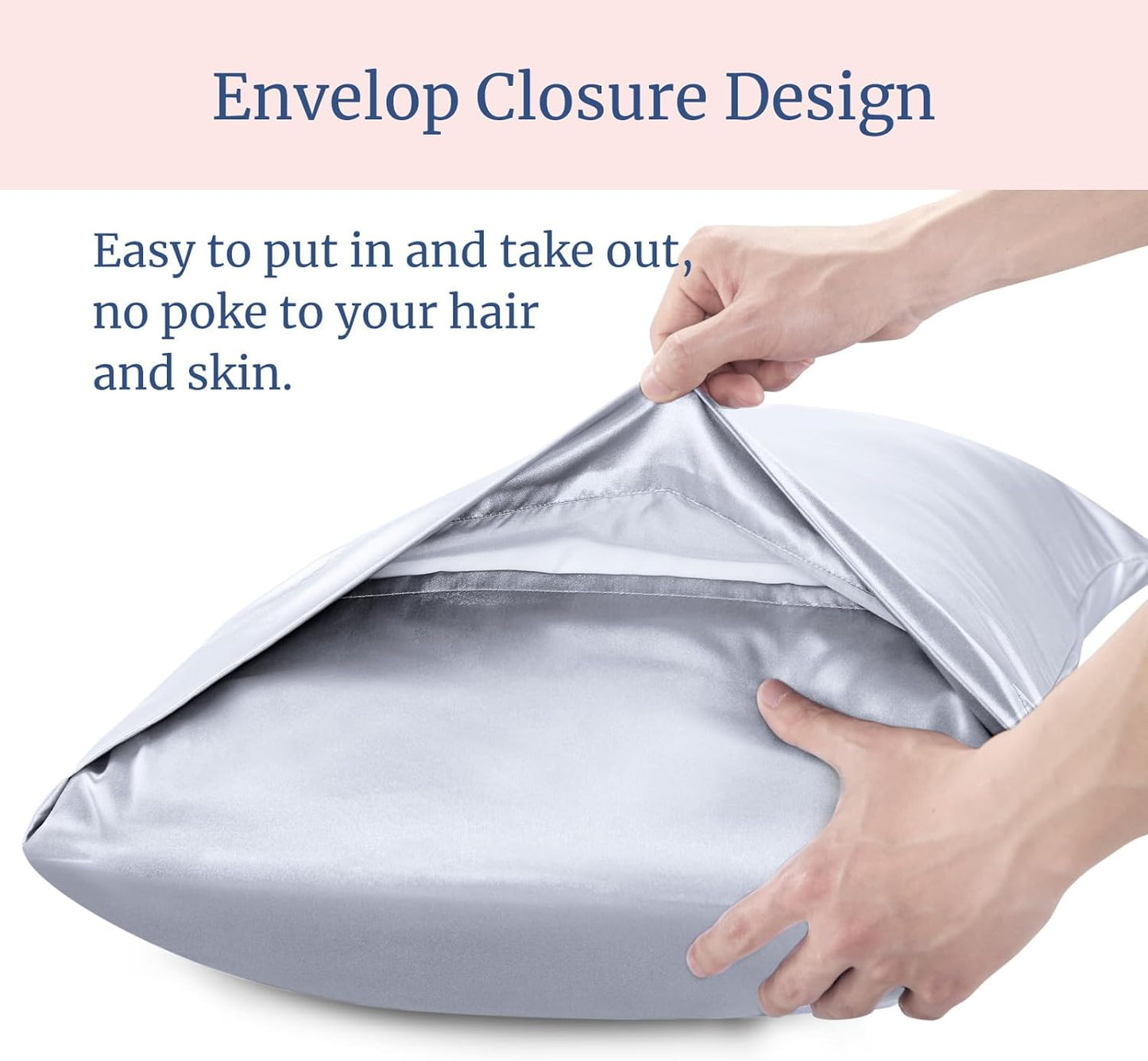 BEDELITE Satin Pillowcase for Hair and Skin, Super Soft and Cooling Similar to Silk Pillow Cases 2 Pack with Envelope Closure, Gift for Women Men(20"x40" King Size, Evening Haze)