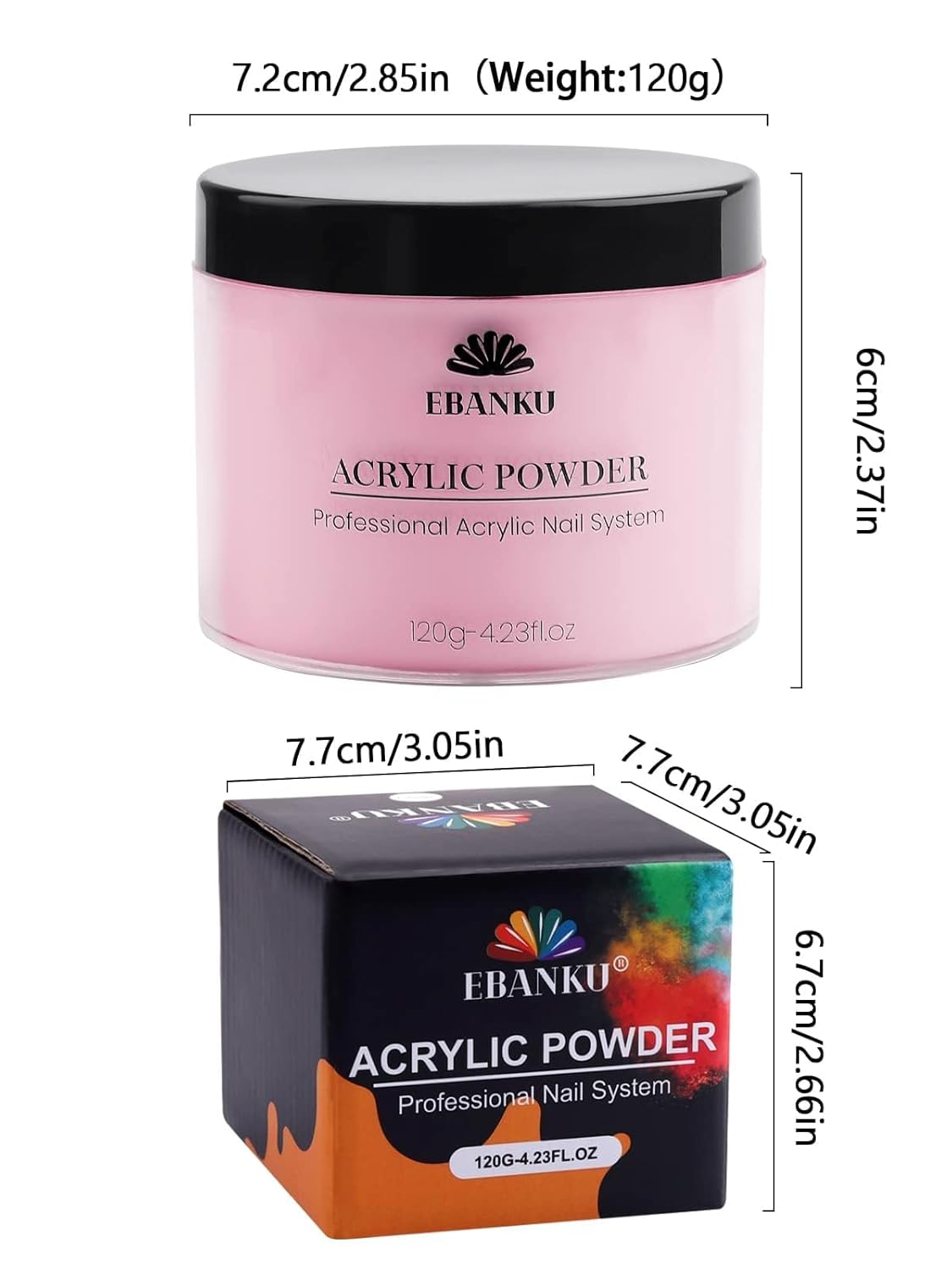 EBANKU Acrylic Nail Powder, 4.2oz Pink Powder for Nail Extensions & Sculpting, Colored Acrylic Nail Powders for French Nail Extension, Gifts for Women