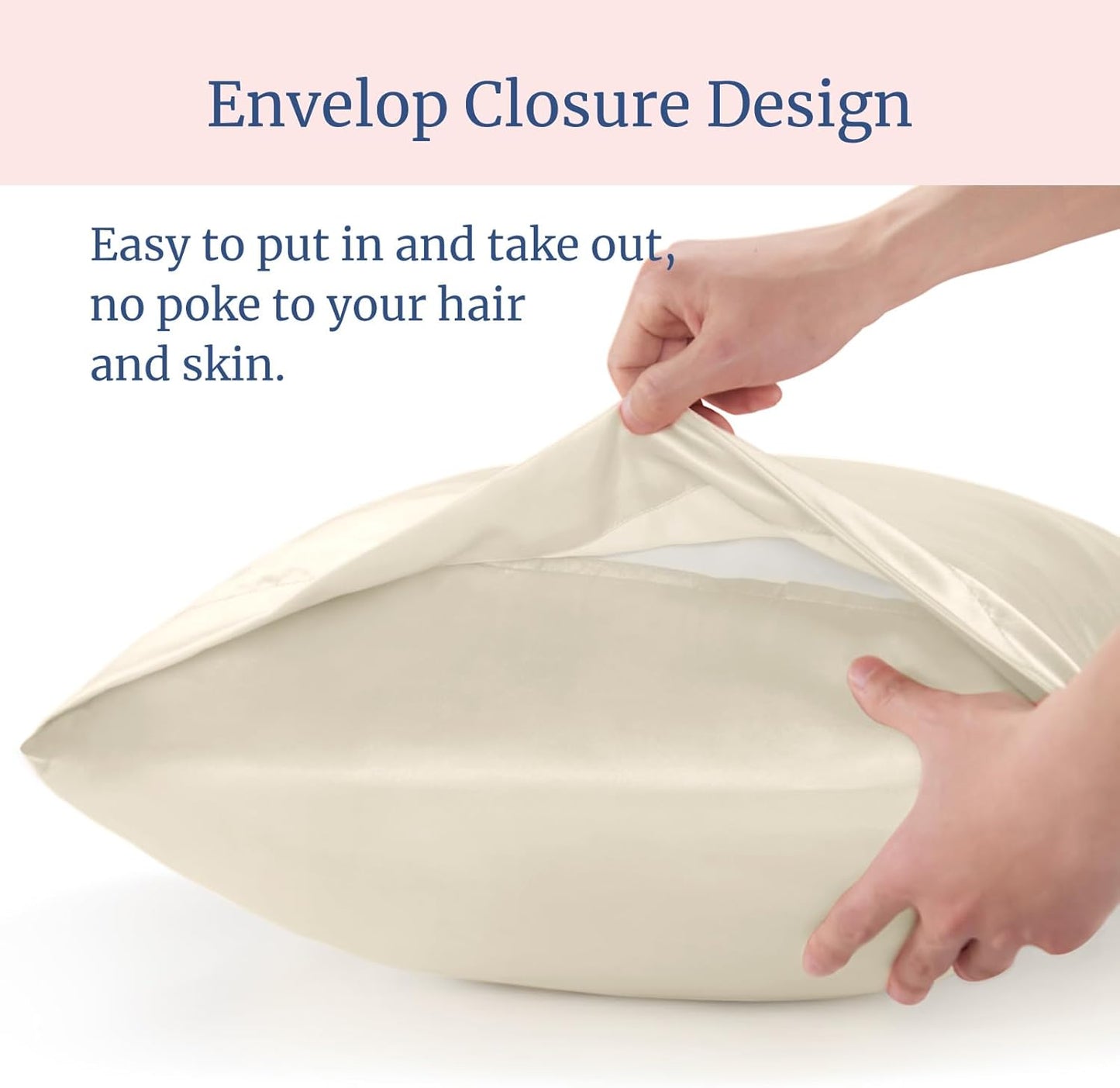 BEDELITE Satin Pillowcase for Hair and Skin, Super Soft Similar to Silk Pillow Cases 4 Pack with Envelope Closure, Cooling Pillowcases for Women Men (20"x26" Standard Size, Beige)