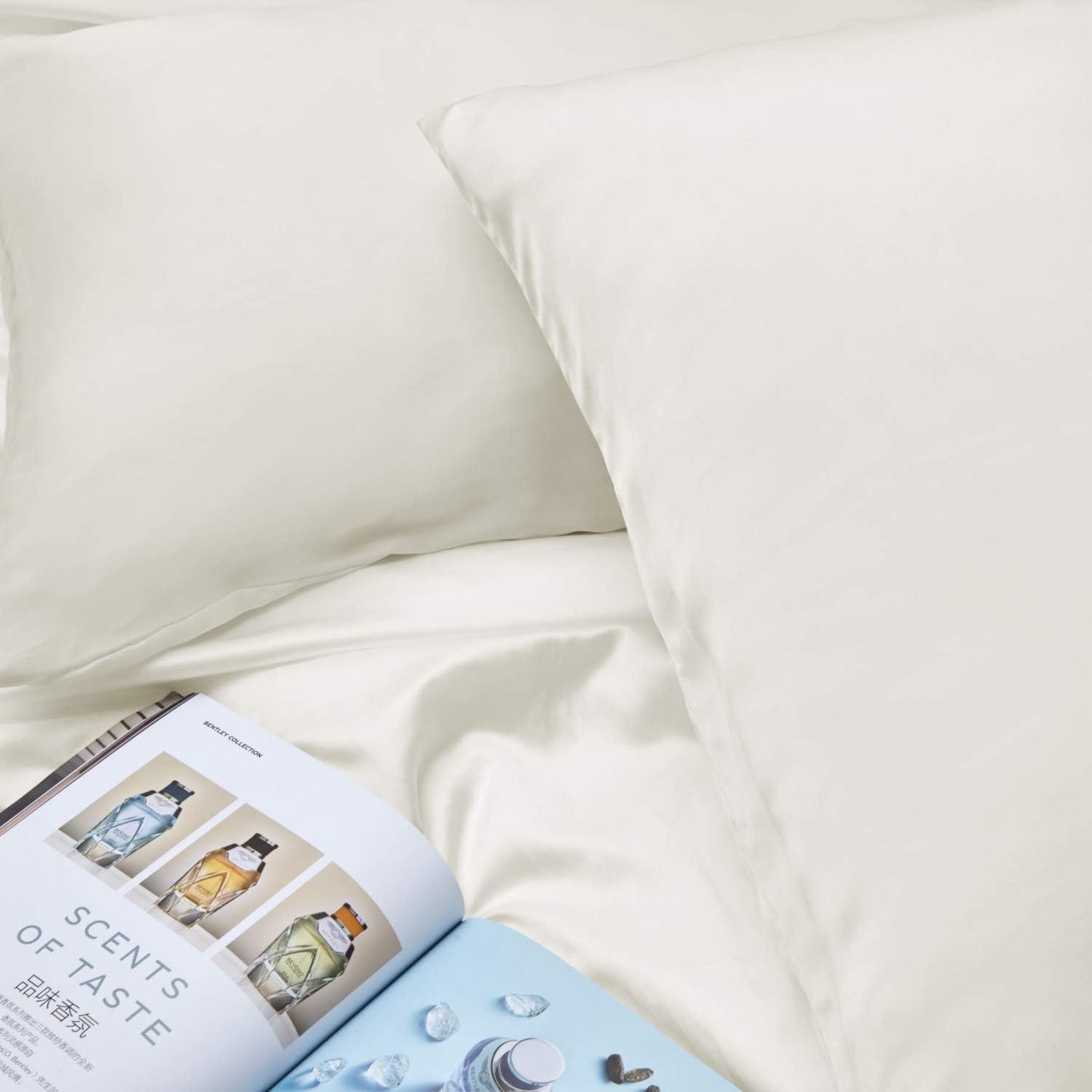 INSSL Silk Pillowcase for Women, Mulberry Silk Pillowcase for Hair and Skin and Stay Comfortable and Breathable During Sleep (Standard, Ivory)