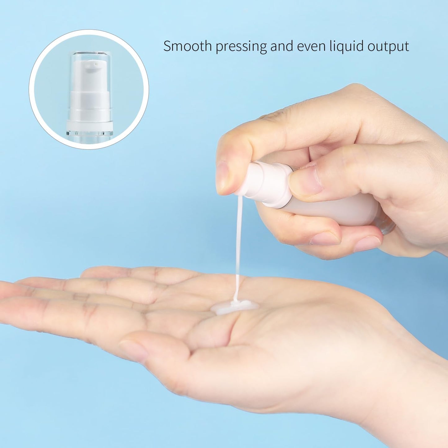 6 Pack 0.34 oz Plastic Empty Airless Pump Bottles Travel Size Refillable Leakproof Containers for Skincare Cosmetics Toiletries TSA Approved