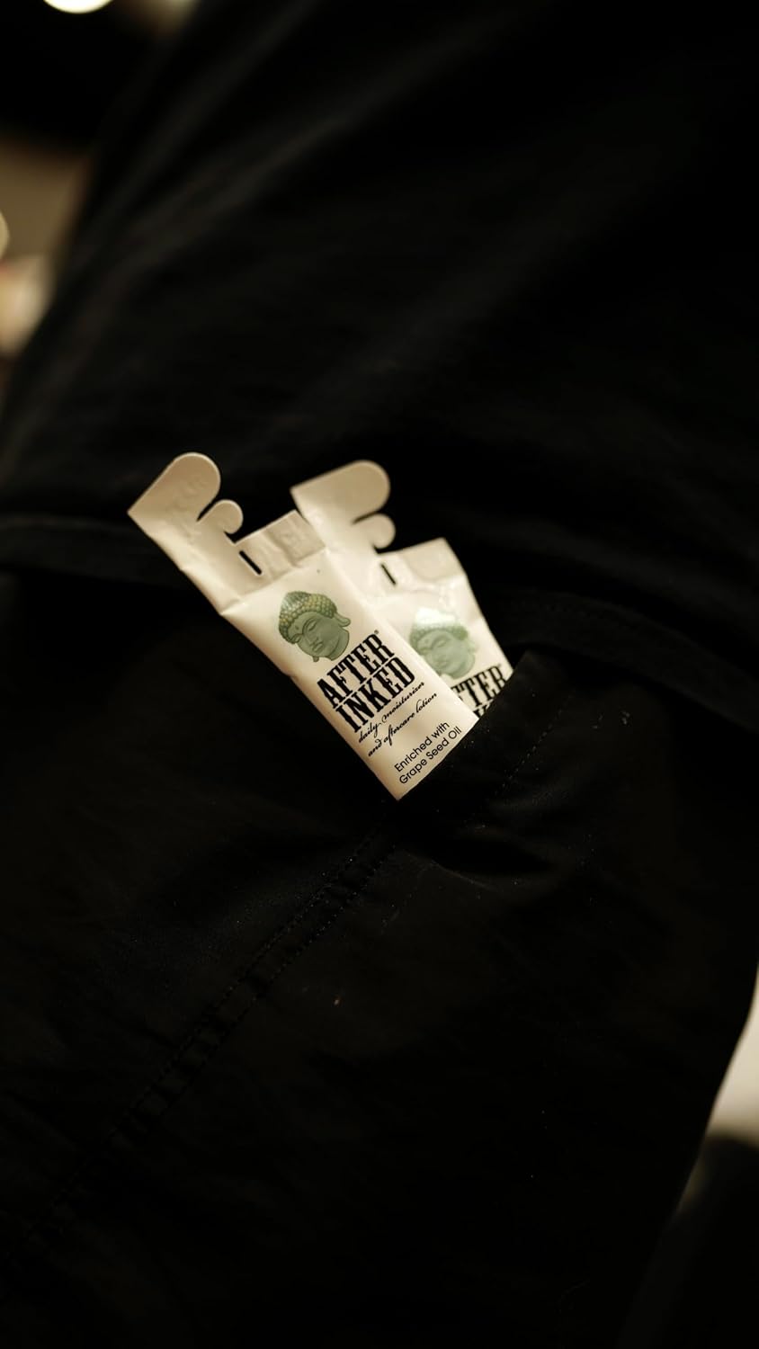 After Inked Tattoo Aftercare Lotion – Tattoo Moisturizing Balm, As Seen on INK MASTER – Hydrating Cream with Grape Seed Oil, Skin Nourishment & Daily Maintenance, Reclosable Pillow Pack (50-Pack), 7ml